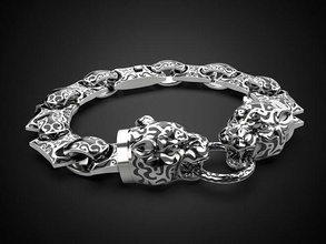 tigre braccialetto 2022 b1 gioielleria anno selvaggio zoo pendente testa safari scultura miniatura simbolo natura oro pantera squillare nozze braccialetti 3d print model - Mito3D