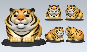 tigre cartone animato carina gatto zoo mammifero arte sculture 3d print model - Mito3D