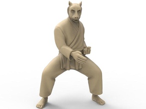 tiger hacken Kunst karate Aktion Abbildung actionfigure super held Tier Mensch Mann martial Kampf - Spielzeug drucken bedruckbar ist Skulpturen 3d print model - Mito3D