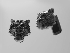 tiger boutons de manchette la royauté art luxe bijoux le tigre joyau sauvage mode style caractère chic moderne créature 3d print model - Mito3D