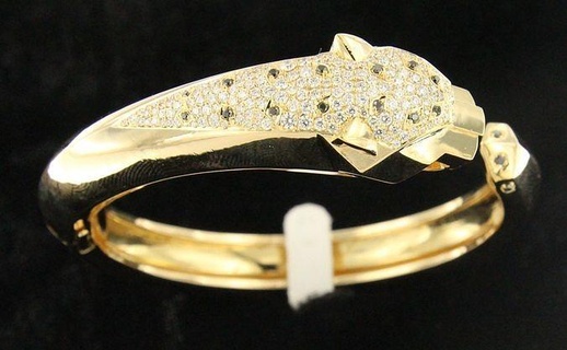 tiger diamond bangle bracelet jewelry platinum wedding printable ring silver jewel panther lion bracelets 3d print model - Mito3D