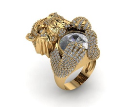 tigre de diamant bijoux l'anneau logo les anneaux pendentifs d'impression la conception art or le platine téléchargement d'argent dragon des colliers joyau moderne animal chien 3d print model - Mito3D