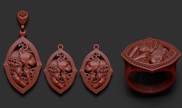 tigre visage or bijoux argent pendentif bague boucle d'oreille 3d print model - Mito3D
