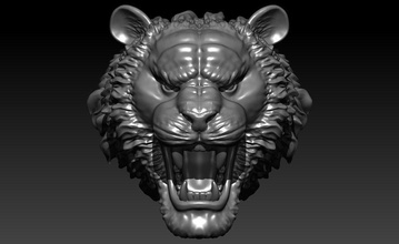 tiger face tigerface sculpture statue bangle tiger figure zbrush jewel jewelry bracelets 3d print model - Mito3D