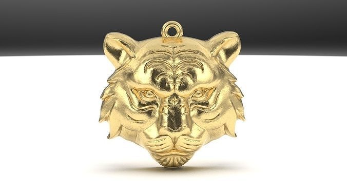 tiger face pendant neckless printable necklace gem jewel jewellery jewelery sapphire design lion usa cnada penther silver art symbol jewelry pendants 3D print model - Mito3D