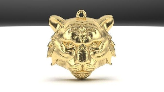 tigre cara pingente pescoço imprimível colar gema jóia jóias safira Projeto leão EUA cnada caneta prata arte símbolo joalheria pingentes 3d print model - Mito3D