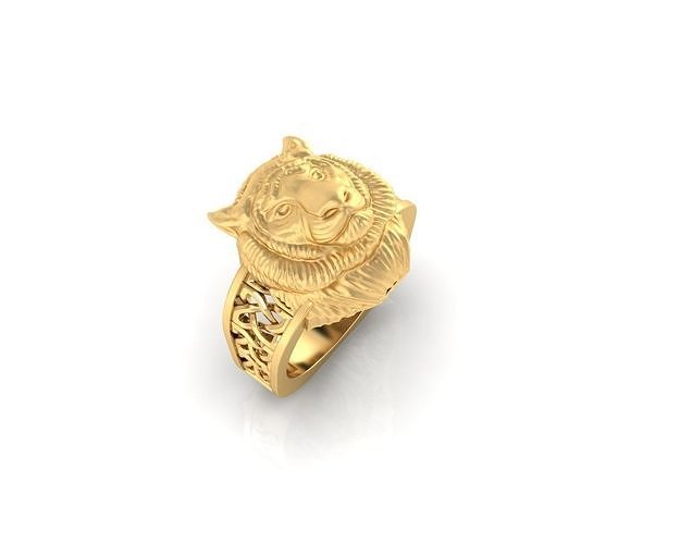 tiger face ring tigerring tigerfacering ringformen printable goldring 3dring jewellery jewelry rings 3D print model - Mito3D