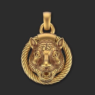 tiger face ring pendent bengaltiger tigerring cat bagh jewelery pendents art sculpture figure basrelief milling engraving cnc jewelry pendants gold silver fashion 3d print model - Mito3D