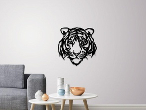 tiger face wall decoration decor art 2d 3d home indoor animal lion wild nature signs logos silhouette 3d print model - Mito3D