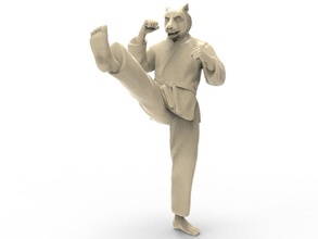 tiger front kick art karate action figure actionfigure character martial super hero human hybird fight toy toys print printable punch statue sculptures 3d print model - Mito3D