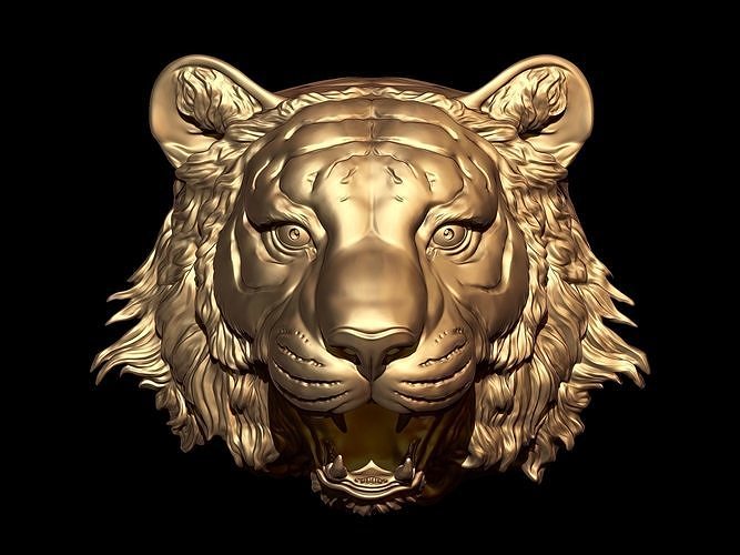 tiger head jewelry printable gold silver jewellery zbrush sculpting 3D print model - Mito3D