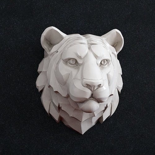 tiger head animal animalhead cat lion jewelry pendant ring art sculptures 3D print model - Mito3D