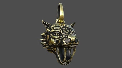 tiger head animal cat sculpture aggressive wild printing stylized art pendant jewelry jewellery sculpting metal blackening pendants 3d print model - Mito3D