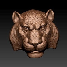 tiger head 3d model stl file cnc router carved engraving relief bas miniatures animal statue angry wild forest african decoration ornament mammal carnivora lion art sculptures 3d print model - Mito3D