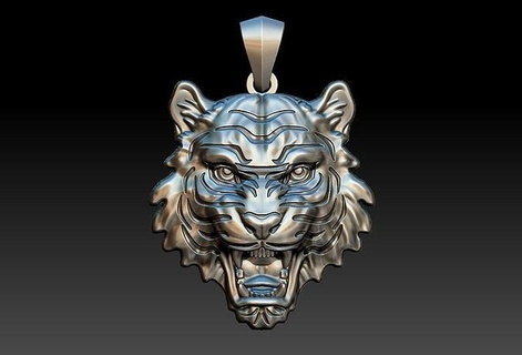 tiger head pendant tigre lion leao panther cat beast face rosto tooth saber feline wild panthera printable cnc silver gold asian jewelry pendants 3d print model - Mito3D