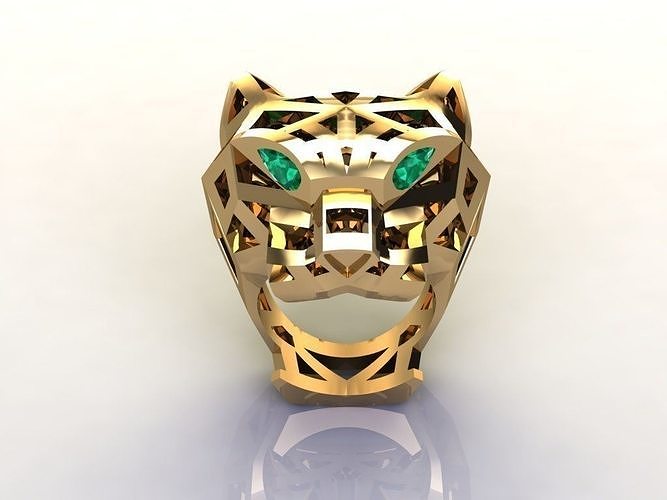 tigre leopardo anel 3d impressão modelo joalheria argolas ouro imprimível diamante prata jóias noivado Casamento jóia platina moda brilhante 3D print model - Mito3D