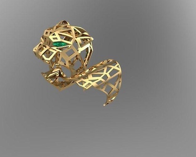 tigre leopardo anel 3d impressão modelo pantera joalheria animal ouro prata Puma original dimensões marca sale3dfiles jaguar vintage jóias khmer argolas 3d print model - Mito3D