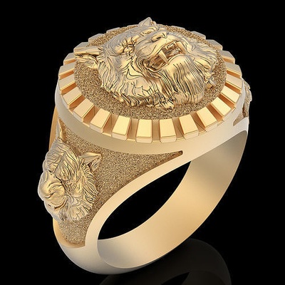 tigre león pantera anillo plata oro imprimible joyería joya diseño 3d modelo moda libra esterlina boda escultura anillos 3d print model - Mito3D