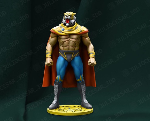 tigre máscara anime shonen lucha luchador clásico viejitos dibujos animados hombre combatiente robotech manga japón arte esculturas 3d print model - Mito3D