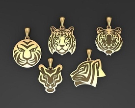 tiger anhänger amur katze gepard juwel schmuck löwin säugetier puma tigerin wild zoo halskette kopf panther löwe jaguar leopard 3d print model - Mito3D