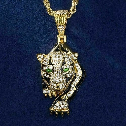 tigre pendentif Lion pentacle panthère argent animal bijoux or pendentifs diamant bague nack 3D print model - Mito3D
