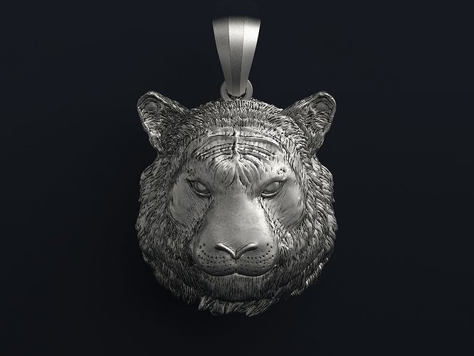 tiger pendant necklace silver gold fashionable fashion exclusive printable crazy sculpture jewelry pendants 3D print model - Mito3D