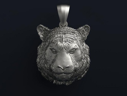 Tiger Anhänger Halskette Silber Gold modisch Mode exklusiv druckbar verrückt Skulptur Schmuck 3d print model - Mito3D