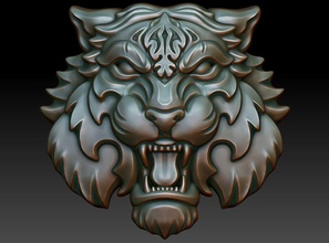 tiger pendant cnc printing relief decor milling jewelry artcam art engraving carved basrelief object woodworking walldecor crown coins badges cat pendants 3d print model - Mito3D