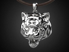 tiger pendant 2022 p7 wild zoo head safari sculpture miniature year newyear symbol nature lion panthera jewelry 3d 3dprint cnc jungle pendants 3d print model - Mito3D