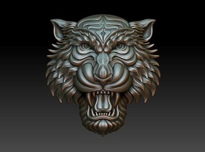 tiger pendant 2 cnc printing relief decor milling jewelry artcam art engraving carved basrelief object woodworking walldecor coins badges cat pendants 3d print model - Mito3D