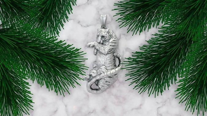 Tigre colgante pendiente 3d impresión modelo 2022 joyero Arte plata creatividad gatos escultura joyería joya colgantes 3D print model - Mito3D