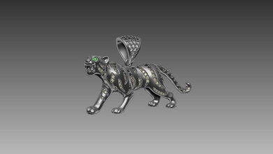 tigre pendentif 4 cm pierres Kaplan bijoux or argent diamant Kolye parti 3djewelry imprimable Collier colliers 3d print model - Mito3D
