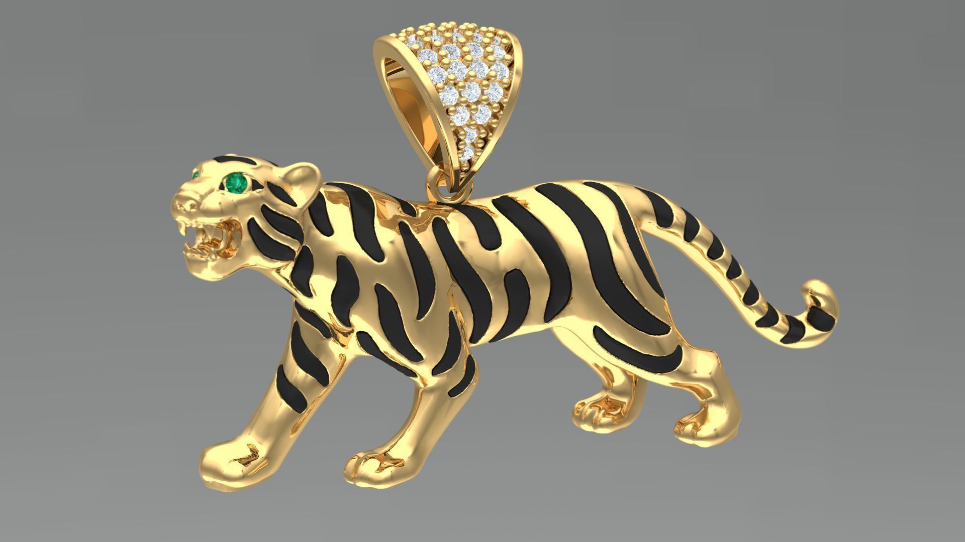 tigre pendente 4cm gioielleria quando ne andato oro 3djewelry pantera diamante kolye kaplan ciondoli 3D print model - Mito3D