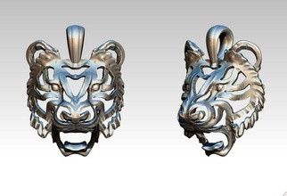 tigre pendentif bijou argent or chat Collier art moderne minou animal symbole chaton lowe bijoux compagnie puma imprimable cnc pendentifs 3d print model - Mito3D