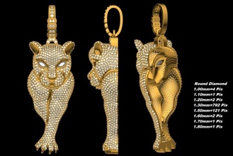 tiger pendant gold 3dprint 3dmodel tuger3dmodel jewelry pendants 3d print model - Mito3D