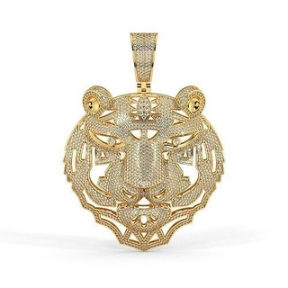 tiger pendants hip hop jewelry hiphop pendant fulldiamond backplate jewellery silver printable tigerpendant 3d print model - Mito3D