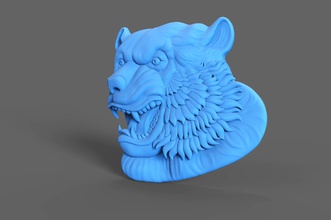 tiger-relief Kunst tiger die traditionellen Natur Kreativität böse brüllend Erleichterung Münzen Abzeichen 3d print model - Mito3D