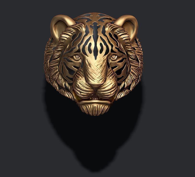 tigre bague bijou bijoux nature imprimable argent émail amour chat mammifère lionne léopard zoo guépard puma sauvage tigresse anneaux 3D print model - Mito3D