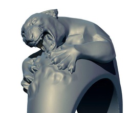 tiger ring puma lion cat wild bust statue jewel design silver printable roar attack warrior war scary jungle animal woman jewelry rings 3d print model - Mito3D