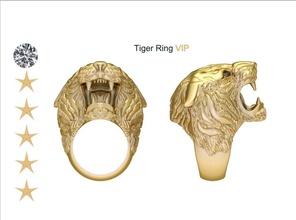 anel de tigre jóias ouro prata gem animais anéis diamante branco a moda brilhantes printable dragão sterling ruby pulseira beleza safira 3d print model - Mito3D