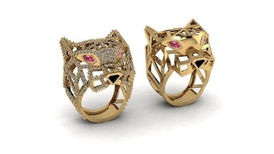 tigre bague or bijoux argent diamant bijou engagement mariage mode pendentifs anneaux 3d print model - Mito3D