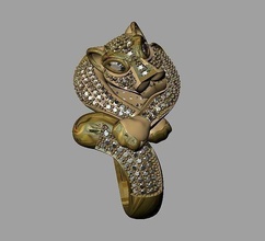 tiger ring jewelry gold silver printable diamond jewel jewellery wedding gem engagement sterling apparel fashion beauty lion cad print rings 3d print model - Mito3D