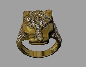 tiger ring lion jewelry gold silver printable diamond jewel jewellery wedding gem engagement print pendant rings 3d print model - Mito3D