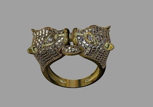 tiger ring lion jewelry gold silver printable diamond jewel jewellery wedding gem engagement print rings 3d print model - Mito3D