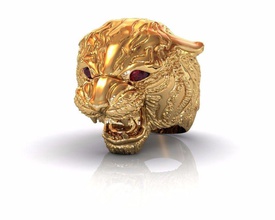tigre anel gema jóias platina brilhante pedra preciosa moda desafio joalheria argolas 3d print model - Mito3D