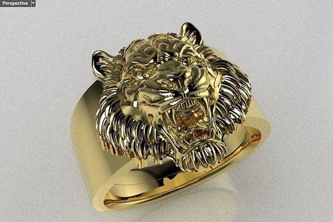 Tigre anillo joyería joya animal león oro plata imprimible anillos colgante pendiente animales puma naturaleza pantera leopardo 3d print model - Mito3D