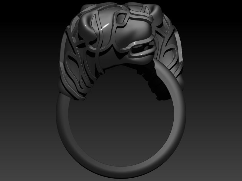 tigre anel leões prata duplo ouro imprimível joalheria argolas 3D print model - Mito3D