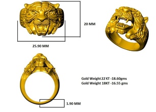 tiger ring 3d-Druck Modell Schmuck bedruckbar ist Silber gem Diamant-ring Halsketten 3d print model - Mito3D