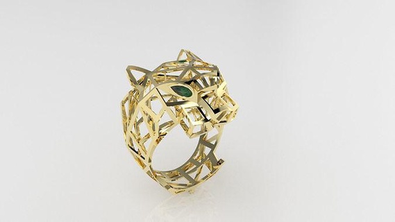 Tigre anillo cara tigre enfrentando animales animal oro fundición plata papada león gato joyería joya anillos leones 3d print model - Mito3D