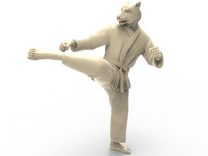 tiger roundhouse kick karate action figure actionfigure character martial super hero human hybird fight toy toys print printable statue punch art sculptures 3d print model - Mito3D